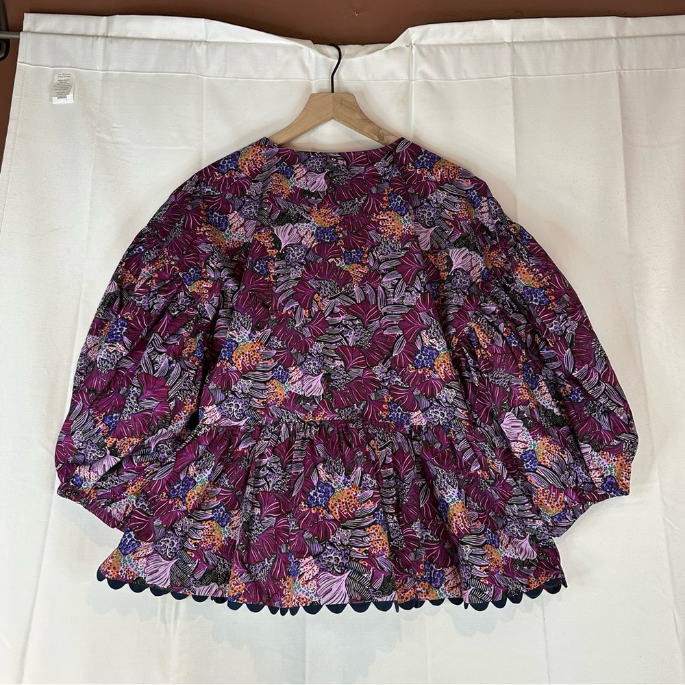 KIKA VARGAS Women’s Size XL Top Blouse Wrap Style Peplum Floral Purple NWT - Picture 10 of 16